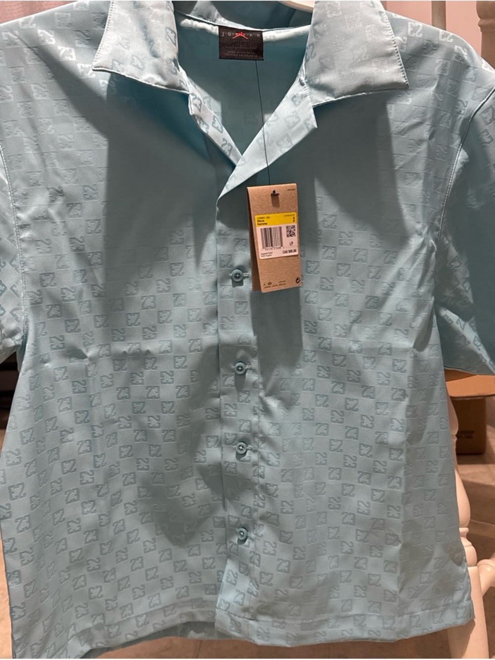 Jordan Men's Light Aqua Short-Sleeve Button-Down Shirt